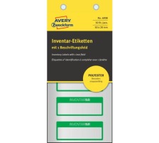 AVERY ZWECKFORM Inventar-Etiketten 50x20mm grn, Poly. 10Bl.50Stk., 6908