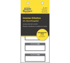 AVERY ZWECKFORM Inventar-Etiketten 50x20mm schwarz, perm. 10Bl.50Stk., 6917