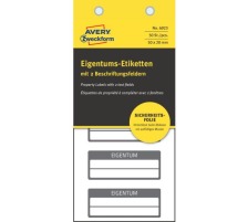 AVERY ZWECKFORM Eigentums-Etiketten 50x20mm schwarz, VOID 10Bl.50Stk., 6923