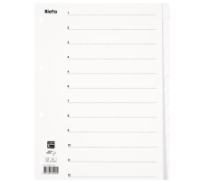 BIELLA Register Karton weiss A4 12-teilig, blanko, 46541201