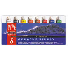 CARAN D'ACHE Couleur opaque Gouache 8 couleurs brosse, 2001.408