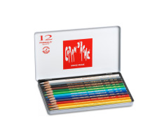 CARAN D'ACHE Farbstifte Prismalo 3mm 12 Farben ass.,Metallschachtel, 999.312