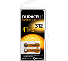 DURACELL Piles Easy Tab 312, ZincAir D6,1.4V. 6 pcs., 4-077573