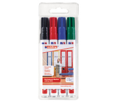 EDDING Permanent Marker 3000 1.5-3mm 4 Farben ass. rot, blau, grn, schwarz, 3000-E4