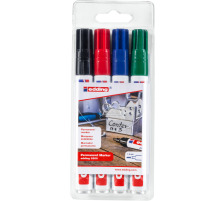 EDDING Permanent Marker 3300 1-5mm schwarz,rot,blau,grn 4 Stk., 3300-E4