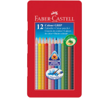 FABER-CASTELL Farbstifte Colour Grip 12 Farben Metalletui, 112413