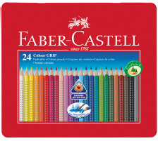 FABER-CASTELL Farbstifte Colour Grip 24 Farben Metalletui, 112423