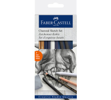 FABER-CASTELL Zeichenset Kohle Pastell weiss medium, 4 Stck., 114002