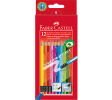 FABER-CASTELL Radierbare Farbstifte sechskant, 12 Farben, 116612