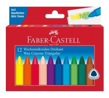 FABER-CASTELL Wachskreide Dreikant 12 Stck, mehrfarbig, 120010