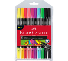 FABER-CASTELL Doppelfasermaler 0,5mm/1,5mm neon, assortiert 10 Stck, 151109