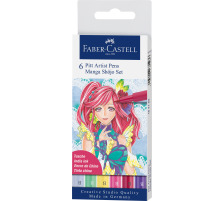 FABER-CASTELL Pitt Artist Pen Manga Shjo diverse Farben 6 Stck, 167155