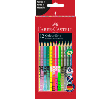 FABER-CASTELL Colour Grip 12er-Kartonetui 4xPastell,4xNeon,4xMetallic, 201569