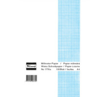 FAVORIT Milimeterpapier Block A4 weiss, 1mm, 80g/m2 100 Blatt, 1776a