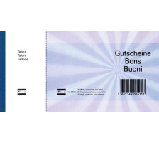 FAVORIT Geschenk-Gutscheine D/F/I blau,20.5x10.5cm,Block  25Bl., 2059blau