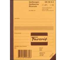 FAVORIT Quittungen D/F/I A6 blau/weiss 50x2 Blatt, 8096OK