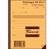 FAVORIT Quittungen D A6 blau/weiss 50x2 Blatt, 9096 OK