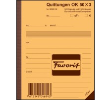 FAVORIT Formularbuch Quittungen A6 Durchschreibepapier 50x3 Blatt, 9098 OK