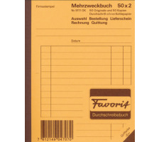 FAVORIT Mehrzweckbuch Deutsch A6 Durchschreibepapier 50x2 Blatt, 9111 OK