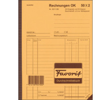 FAVORIT Formularbuch Rechnungen A5 Durchschreibepapier 50x2 Blatt, 9211 OK