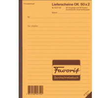 FAVORIT Formularbuch Lieferscheine A5 Durchschreibepapier 50x2 Blatt, 9231 OK