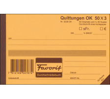 FAVORIT Quittungen D/F/I A6 blau/blau/weiss 50x3 Blatt, 9298 OK N