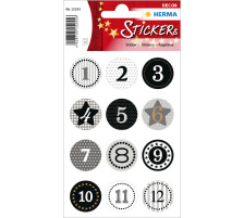 HERMA Sticker Adventskalender schwarz 24 Stck /2 Blatt, 15255