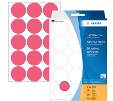 HERMA Etiketten rund 32mm rot 360 Stck, 2276