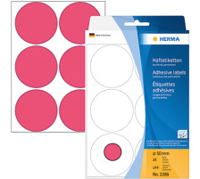 HERMA Etiketten rund 50mm rot 144 Stck, 2286