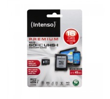 INTENSO Micro SDHC Card PREMIUM 16GB with adapter, UHS-I, 3423470