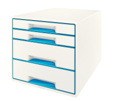 LEITZ Schubladenbox WOW Cube A4 weiss/blau, 4 Schubladen, 52132036