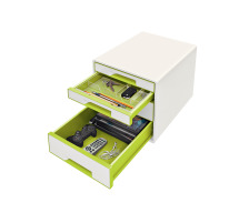 LEITZ Schubladenbox WOW Cube A4 weiss/grn, 4 Schubladen, 52132064