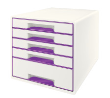 LEITZ Schubladenbox WOW Cube A4 weiss/violett, 5 Schubladen, 52142062