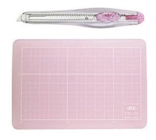 LION Schneidematte Set pink, mit Cutter 10x15cm, SET-AM350