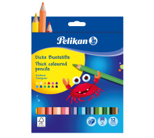 PELIKAN Buntstifte Jumbo dreikant 12 Farben inkl. Spitzer, 700160