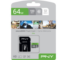 PNY micro-SDXC Elite 64GB UHS-I U1 & adapter, PSDUX64U1