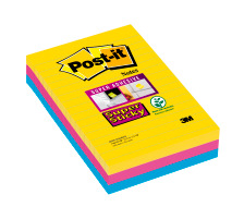 POST-IT SuperSticky Rio 152x101mm 3-farbig, liniert 3x90 Blatt, 4690SS3RI