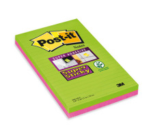 POST-IT Block Super Sticky 203x127mm grn/pink,4x45 Blatt,liniert, 5845-SSUC