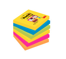 POST-IT Block Super Sticky Rio 5-farbig, 6x90 Blatt 76x76mm, 6546SSRIO