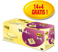 POST-IT Notes Promo Pack 77x76mm canary yellow 14+4, 654P14CY+