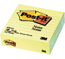 POST-IT Haftnotizen 100x100mm gelb, 300 Blatt, liniert, 675-YL