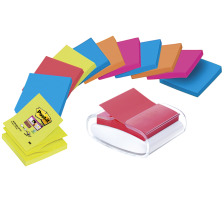 POST-IT Super Sticky Dispenser 76x76mm 5 Farben 12x90 Blatt, PRO-W12N