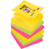 POST-IT Block Super Sticky Z-Notes 5-farbig, 6x90 Blatt 76x76mm, R3306SSR