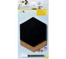 SECURIT Kreidetafel/Kork Set HEXAGON schwarz 20x23x2cm, FB-CB-HEX