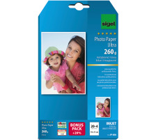 SIGEL InkJet Fotopapier 10x15cm 260g,glossy, weiss 24 Blatt, IP606