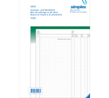 SIMPLEX Ausmassbuch A4 grn/weiss 50x2 Blatt, 15103