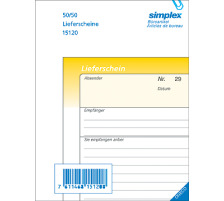 SIMPLEX Lieferscheine D A6 gelb/weiss 50x2 Blatt, 15120D