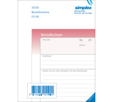 SIMPLEX Bestellscheine D A6 rosa/weiss 50x2 Blatt, 15190