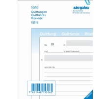 SIMPLEX Quittungen D/F/I A6 Durchschreibepapier 50x2 Blatt, 15316