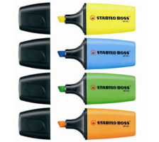 STABILO Boss Mini Box Leuchtmarker 4 Farben ass. gelb, grn, orange und blau., 07/04-01